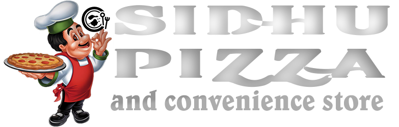 Sidhu Pizza Restaurant Meat Logo White